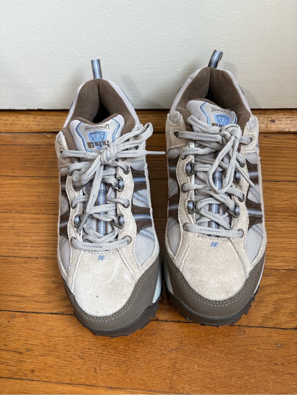 New Balance 644 Gray and Brown Blue Trim Hiking Sneakers